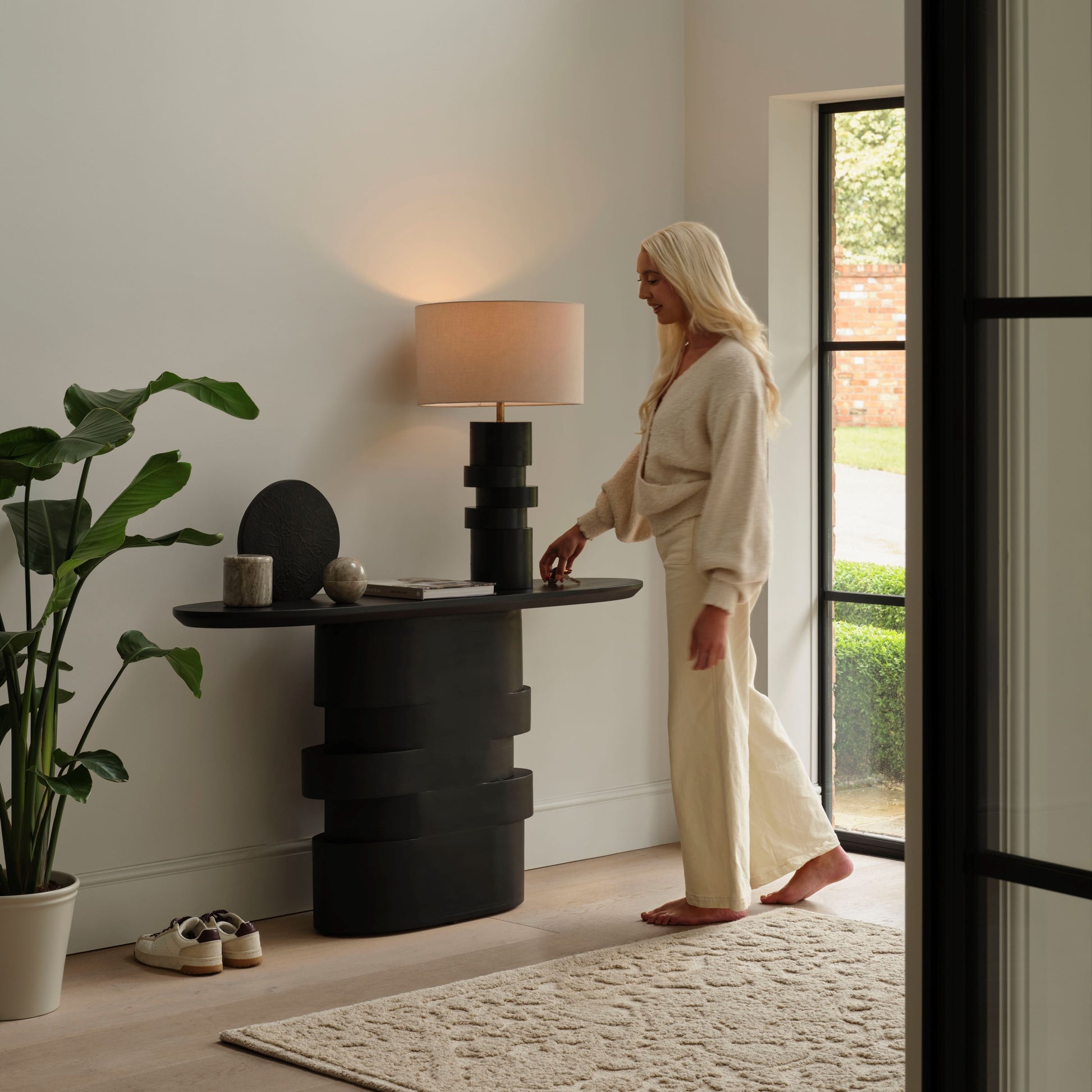 Adam 140cm Jet Black Oval Console Table - Laura James 