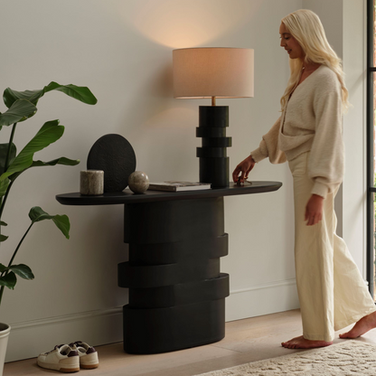 Adam 140cm Jet Black Oval Console Table