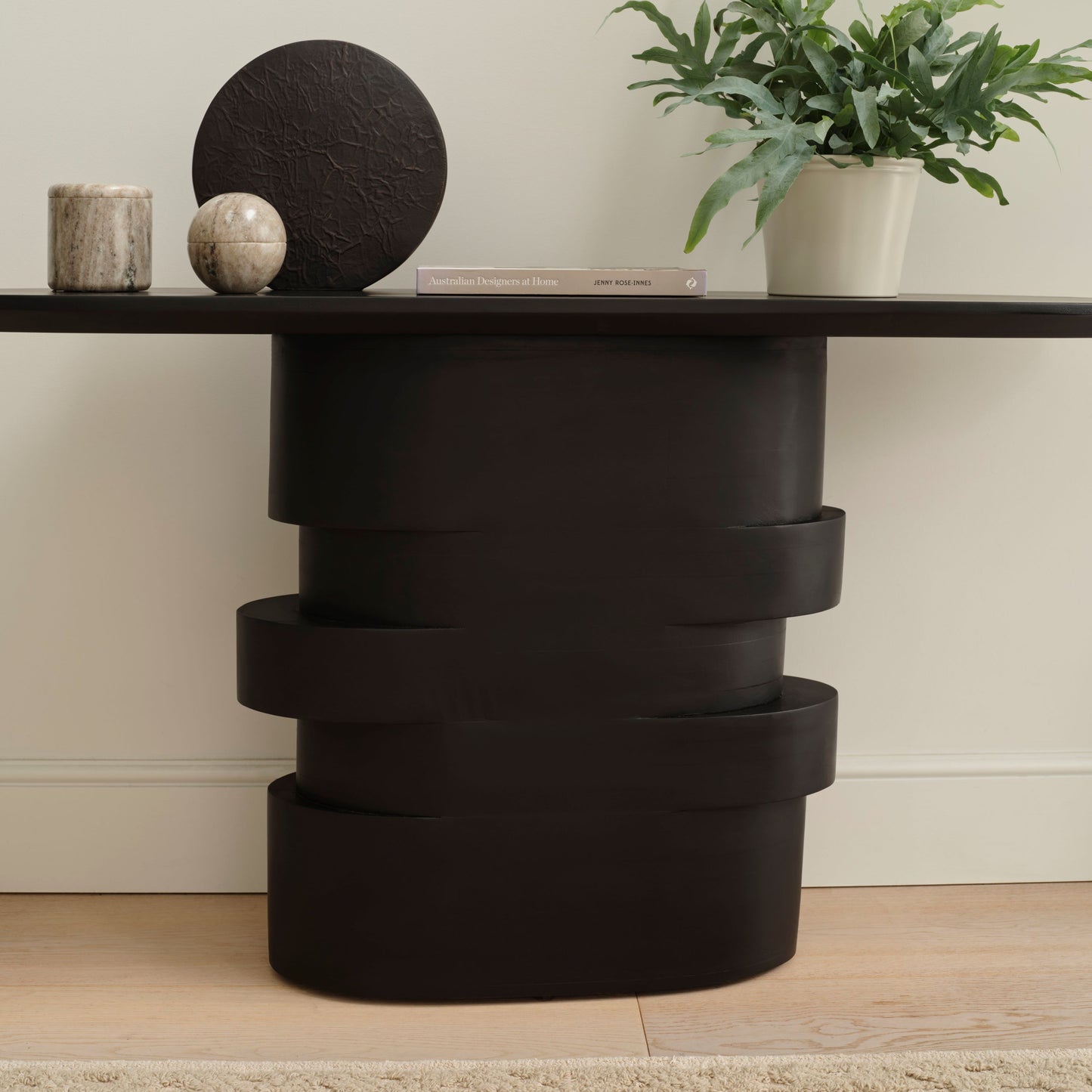 Adam 140cm Jet Black Oval Console Table - Laura James 