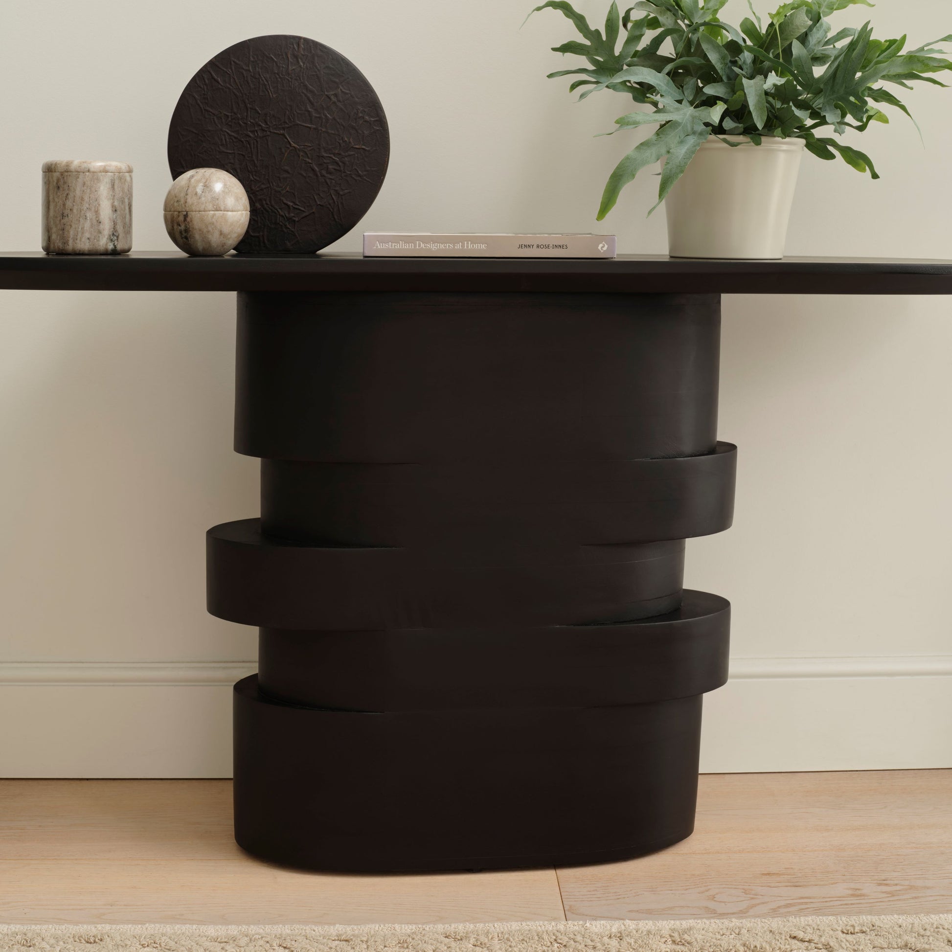 Adam 140cm Jet Black Oval Console Table - Laura James 