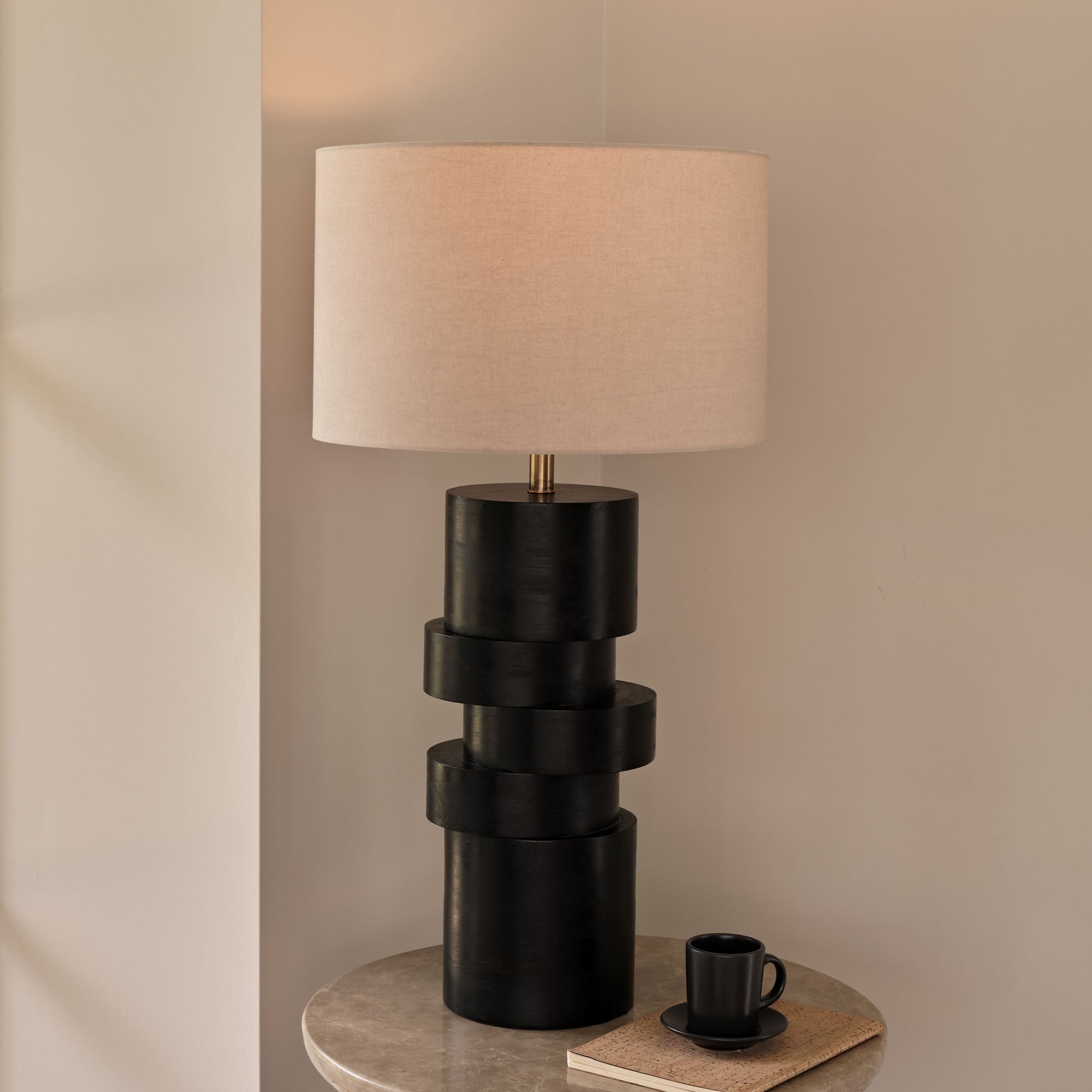Adam 45cm Table Lamp Base - Jet Black Mango Wood - Laura James 