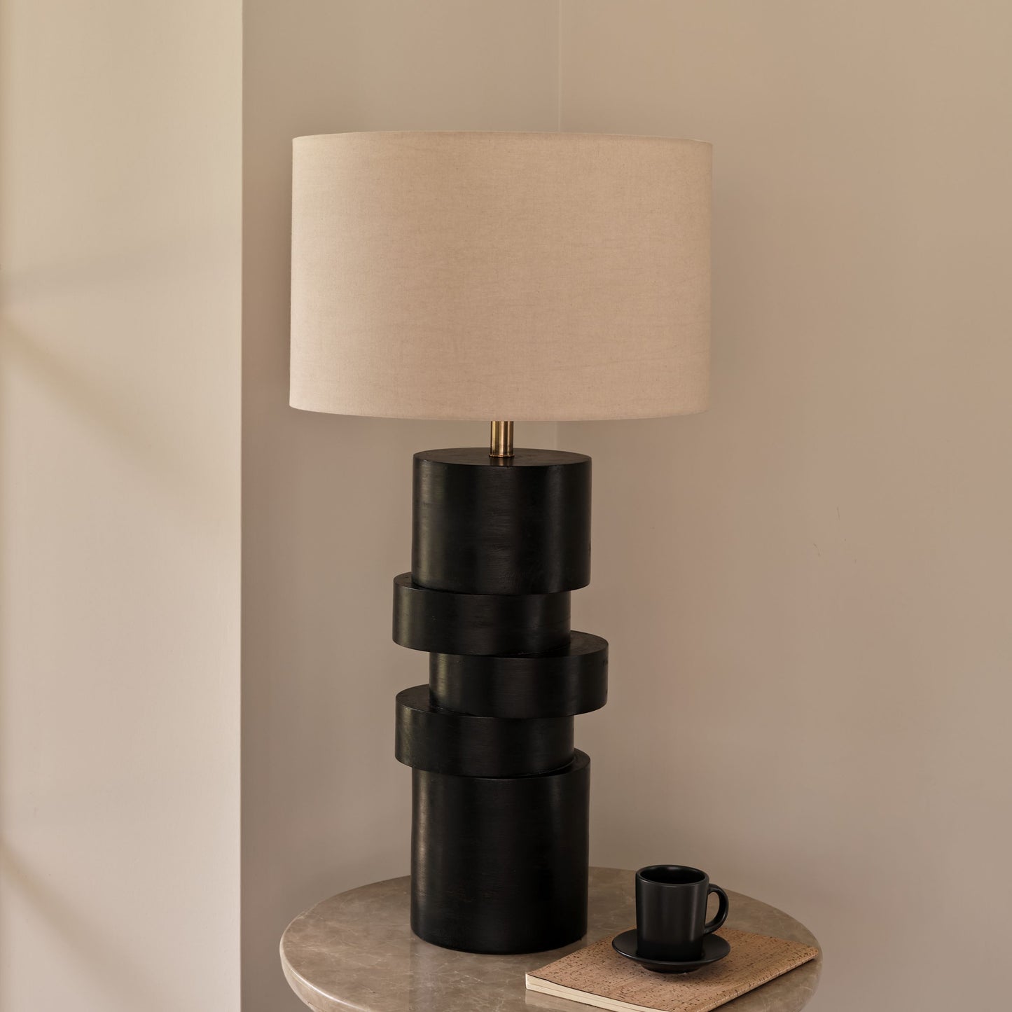 Adam 45cm Table Lamp Base - Jet Black Mango Wood - Laura James 