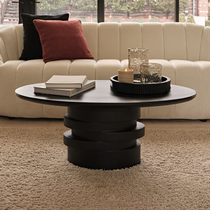 Adam 100cm Oval Jet Black Mango Wood Coffee Table - Laura James 