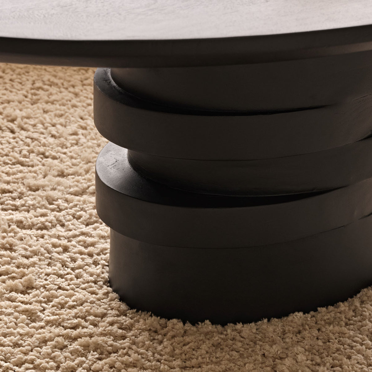 Adam 100cm Oval Jet Black Mango Wood Coffee Table - Laura James 