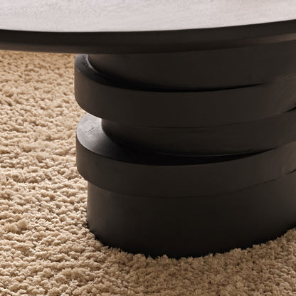 Adam 100cm Oval Jet Black Mango Wood Coffee Table - Laura James 