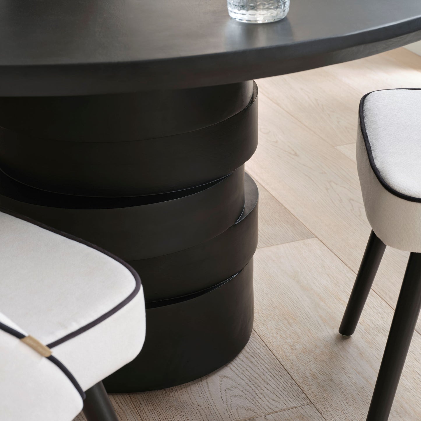 Adam 135cm Jet Black Mango Wood Round Dining Table - Laura James 