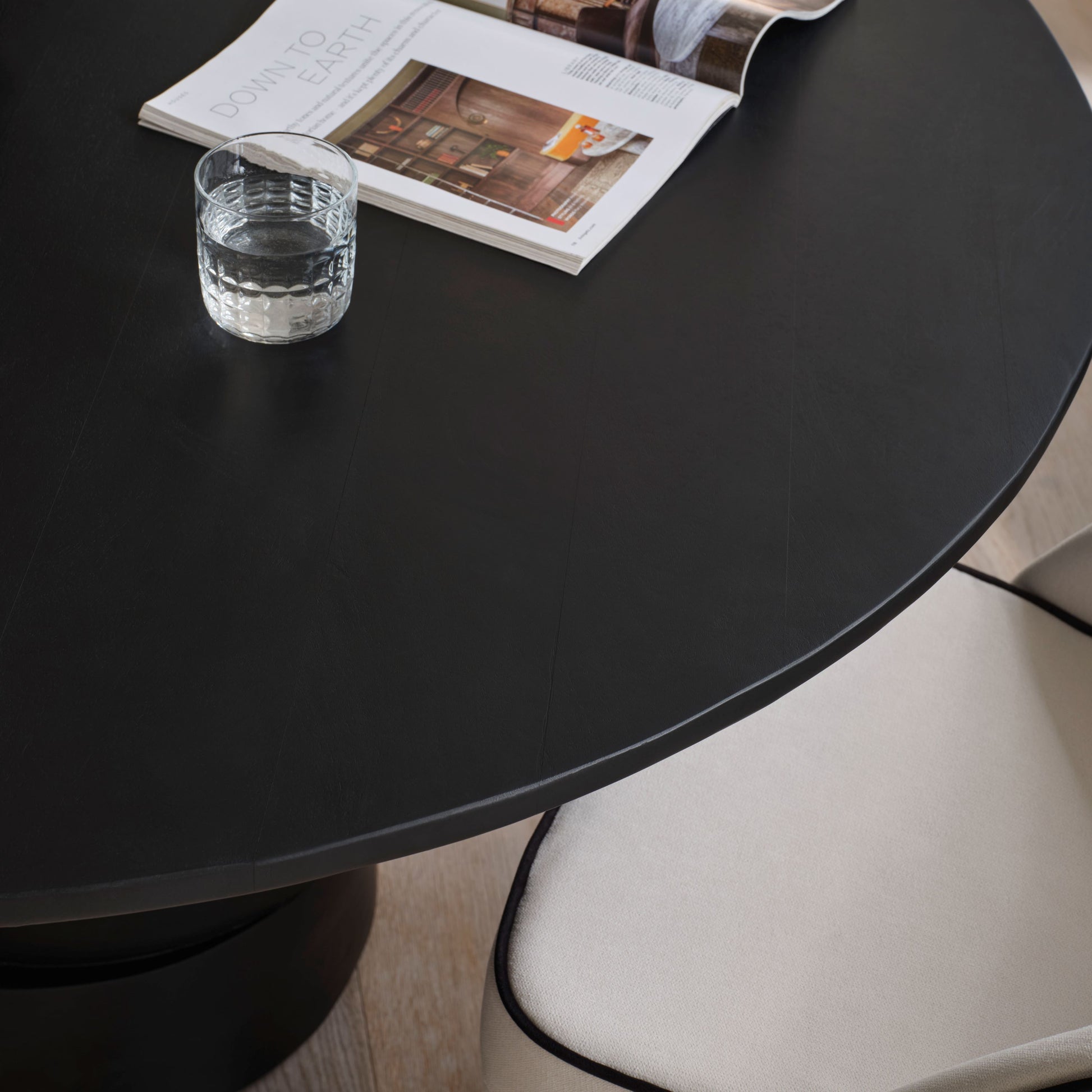 Adam 135cm Jet Black Mango Wood Round Dining Table - Laura James 