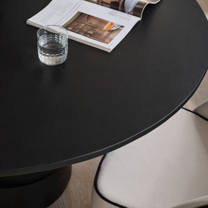 Adam 135cm Jet Black Mango Wood Round Dining Table - Laura James 