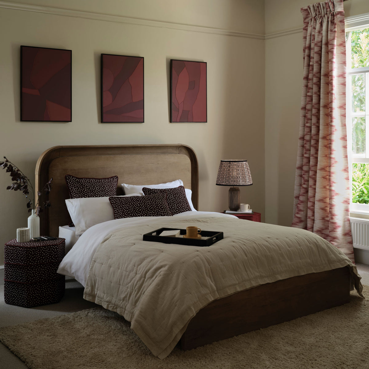 Asha Double Bed Frame - Almond Brown Mango Wood - Laura James 