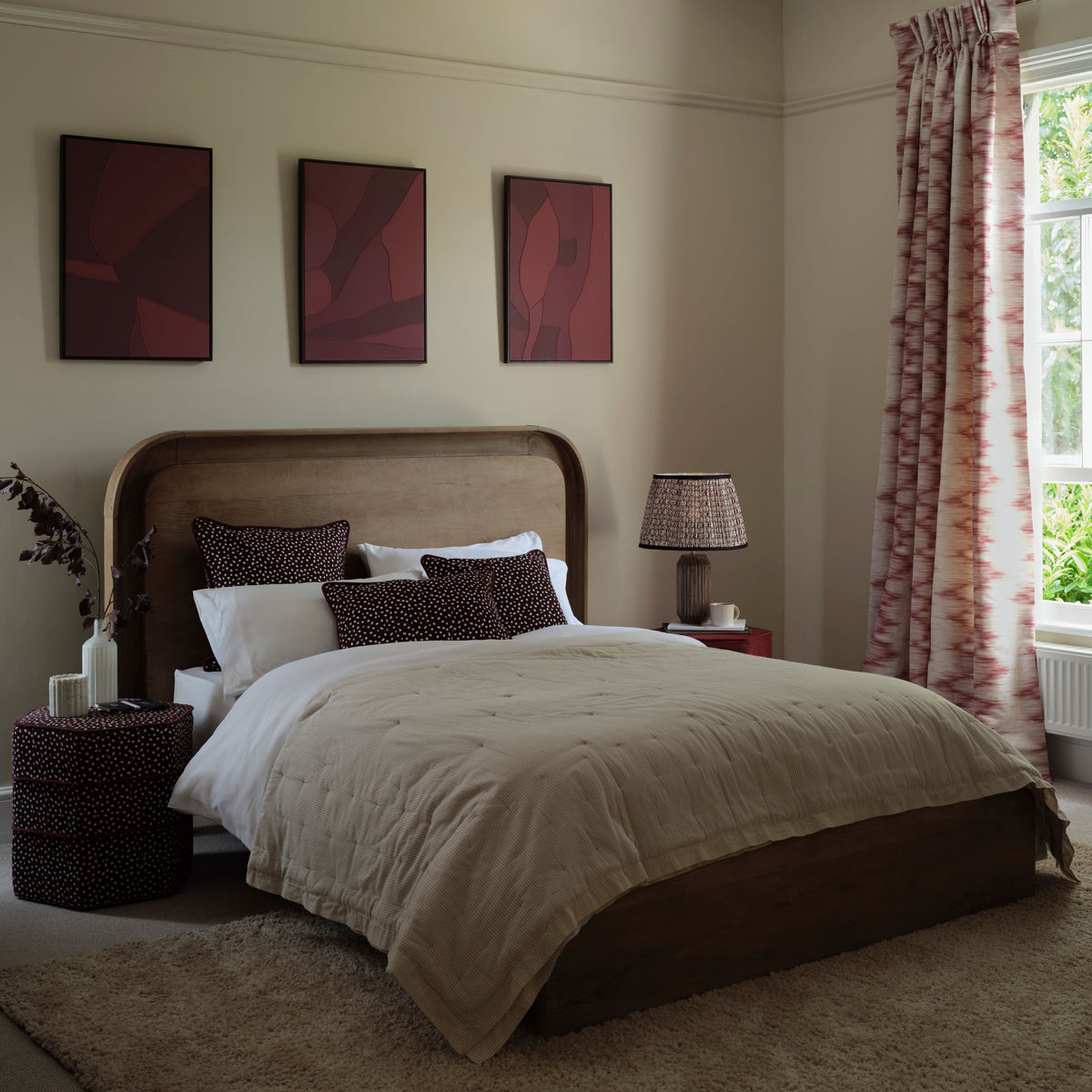 Asha Double Bed Frame - Almond Brown Mango Wood - Laura James 