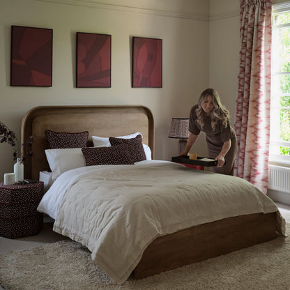 Asha Double Bed Frame - Almond Brown Mango Wood - Laura James 