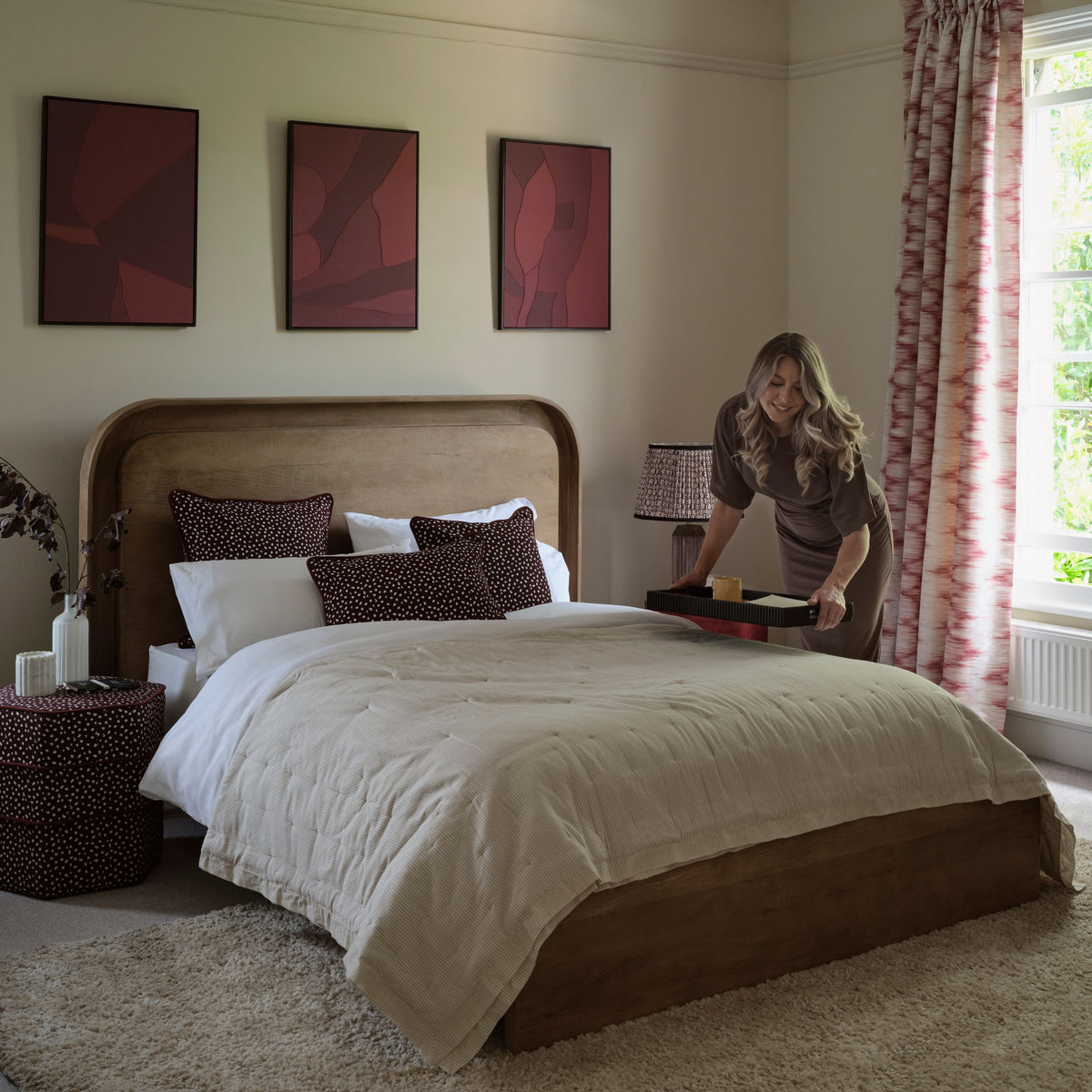 Asha King Bed Frame - Almond Brown Mango Wood - Laura James 