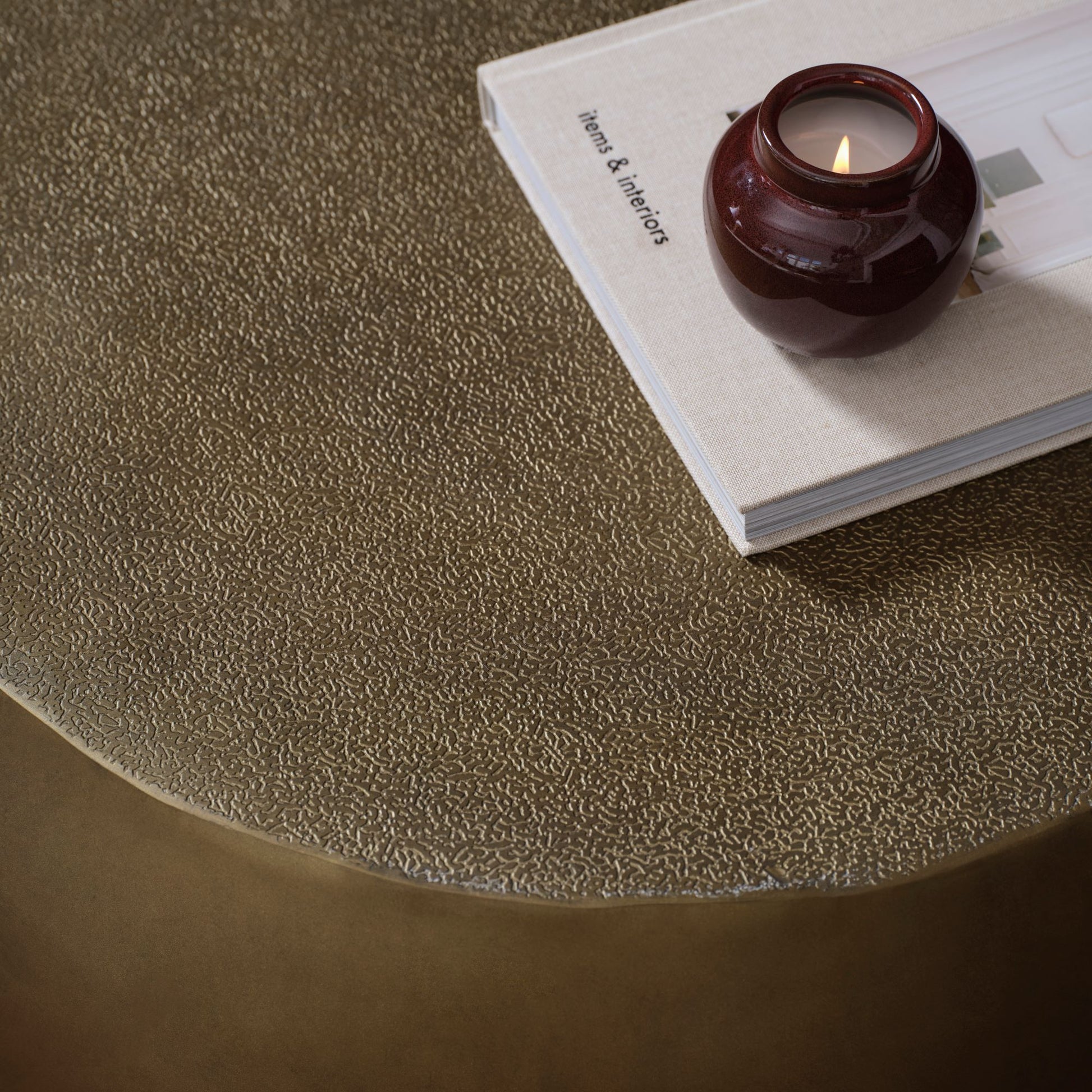 Astra 67cm Round Antique Brass Metal Coffee Table - Laura James 