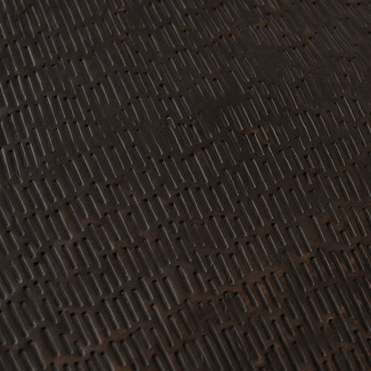 Astra 41cm Round Metal Side Table - Black Bronze Geometric Lines - Laura James 