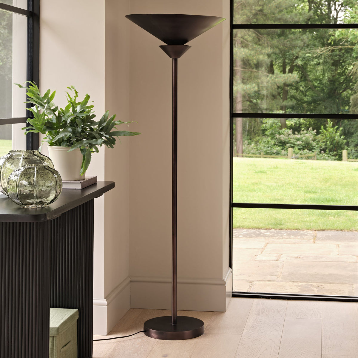 Brockhill 180cm Metal Floor Lamp - Midnight Bronze - Laura James 
