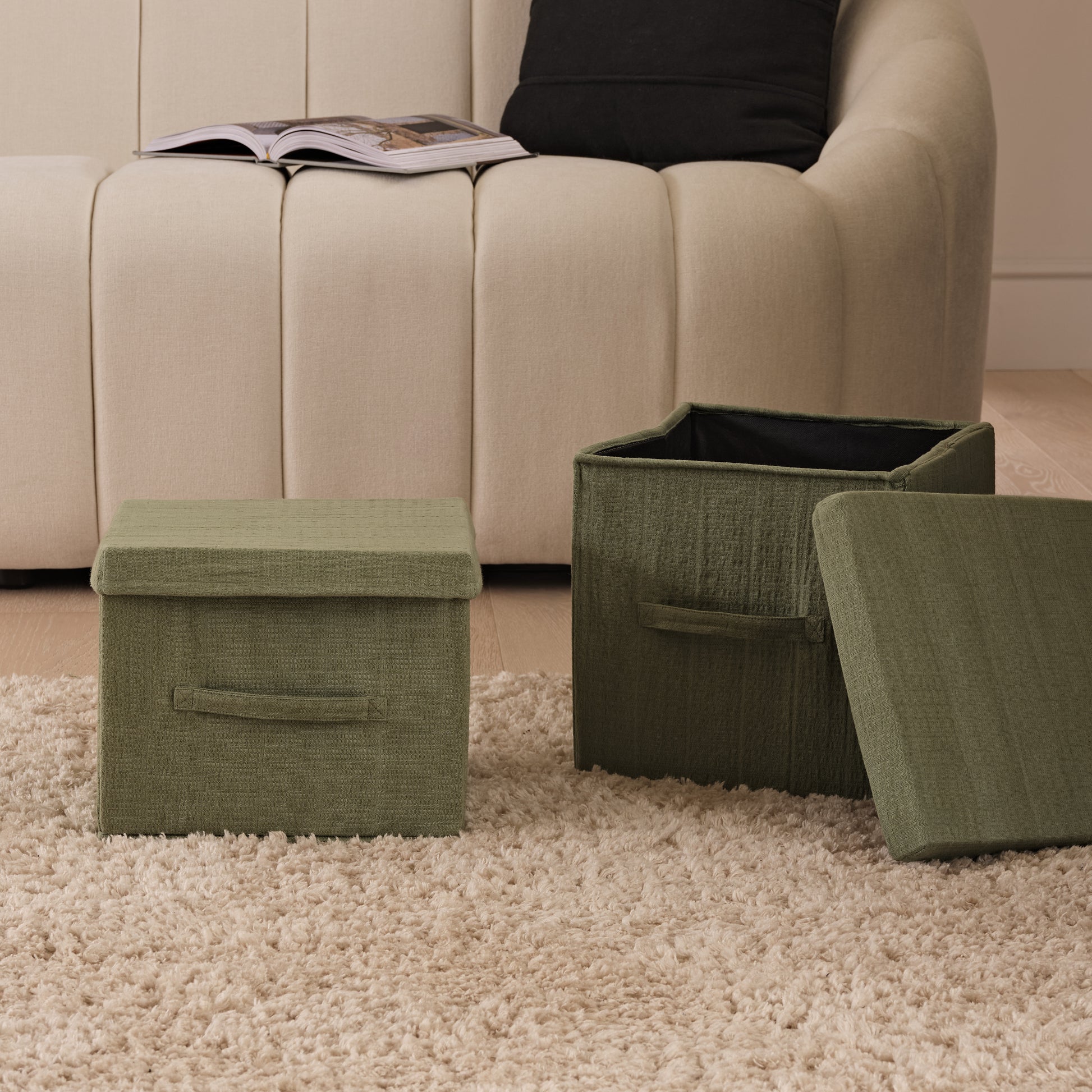 Cara 24cm Basket - Olive Green Geometric - Laura James 