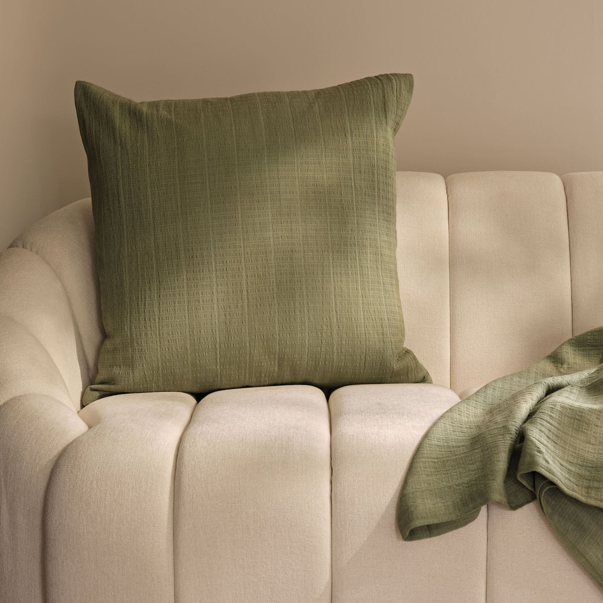 Holbeton 57x57cm Cushion Cover - Olive Green Geometric