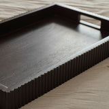 Jade 50cm Rectangular Ribbed Tray - Jet Black Mango Wood - Laura James 