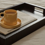 Jade 50cm Rectangular Ribbed Tray - Jet Black Mango Wood - Laura James 