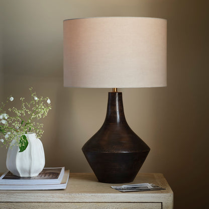 Kargil 31cm Wooden Lamp Base - Coffee Brown Mango Wood - Laura James 