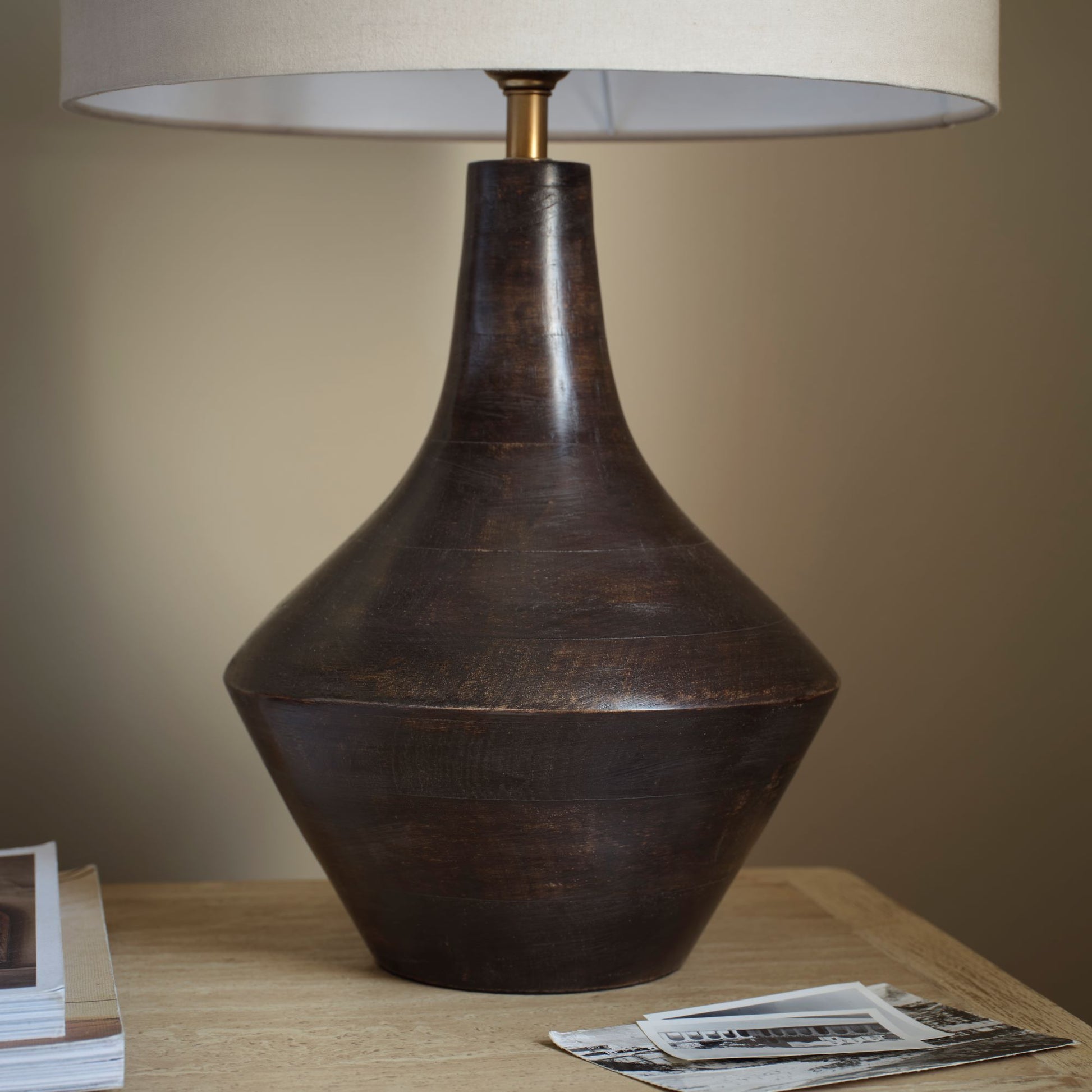 Kargil 31cm Wooden Lamp Base - Coffee Brown Mango Wood - Laura James 