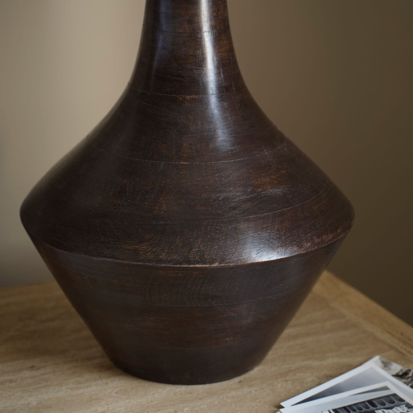 Kargil 31cm Wooden Lamp Base - Coffee Brown Mango Wood - Laura James 