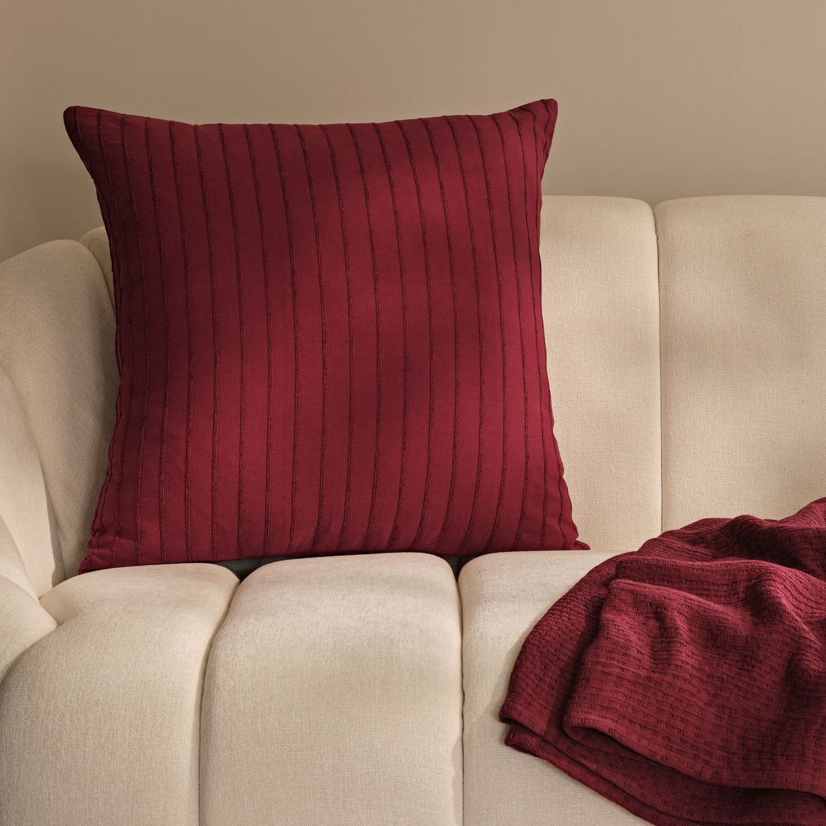 Ludbrook 57x57cm Cushion Cover - Burgundy Red - Laura James 