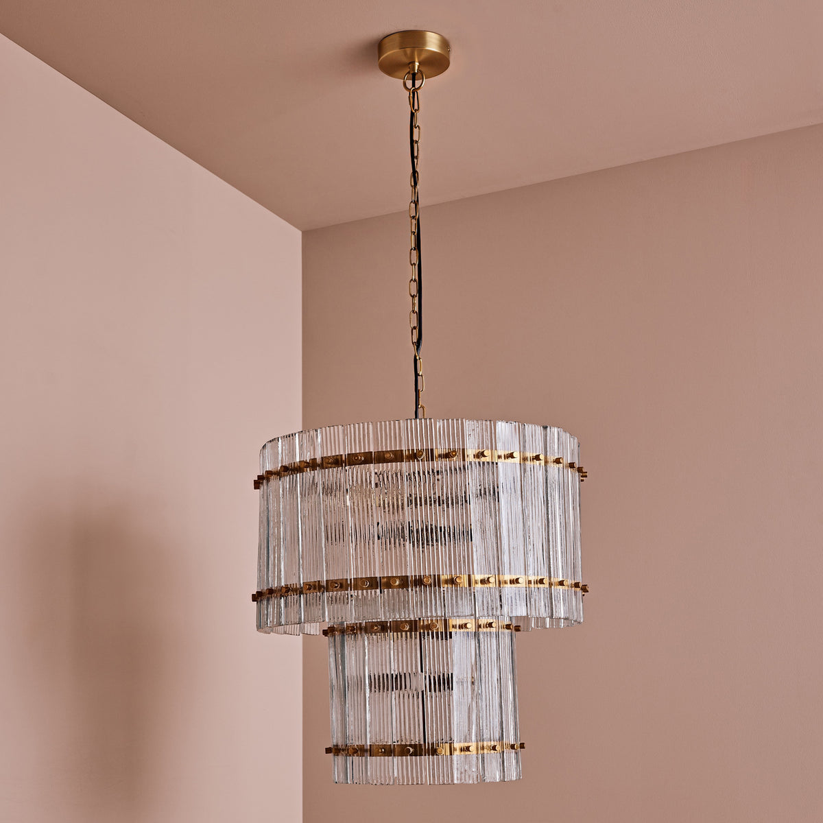 Orleton 56cm Double Layer Chandelier - Heirloom Brass - Laura James 