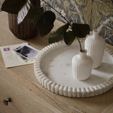 Tiree 30cm Round Tray - White Marble - Laura James