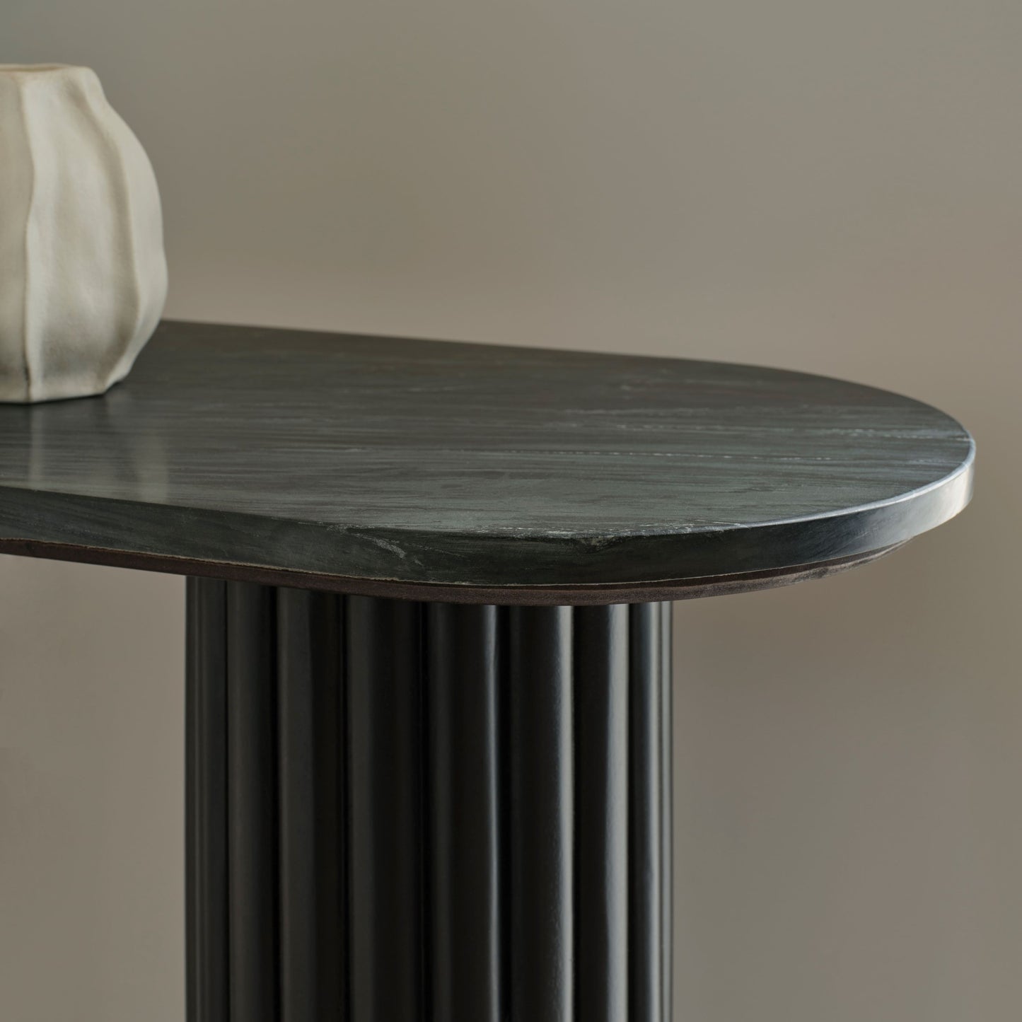 Myla 110cm Console Table - Jet Black with Black Marble - Laura James 