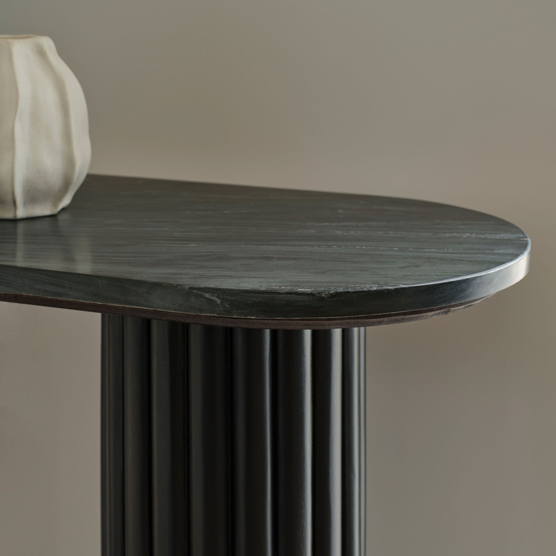 Myla 110cm Console Table - Jet Black with Black Marble - Laura James 