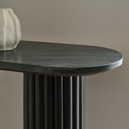 Myla 110cm Console Table - Jet Black with Black Marble - Laura James 