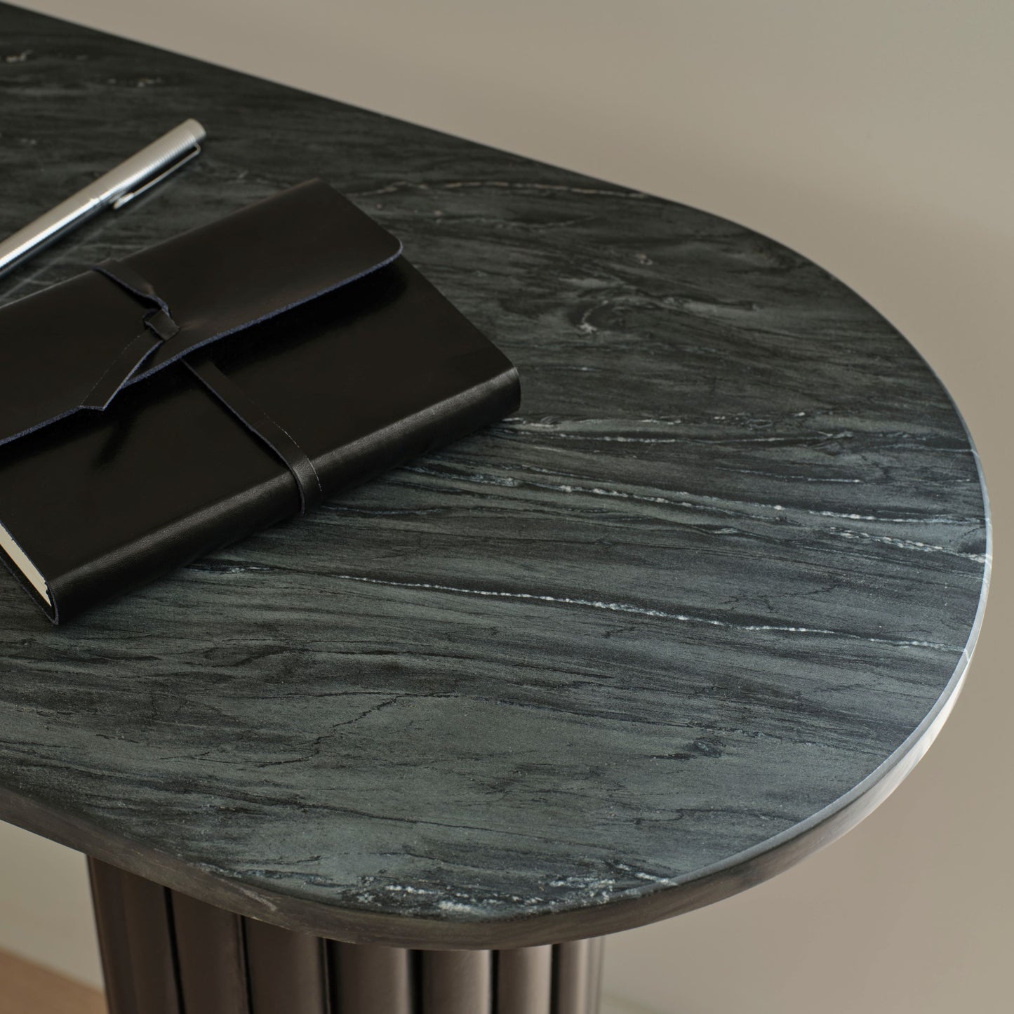 Myla 110cm Console Table - Jet Black with Black Marble - Laura James 