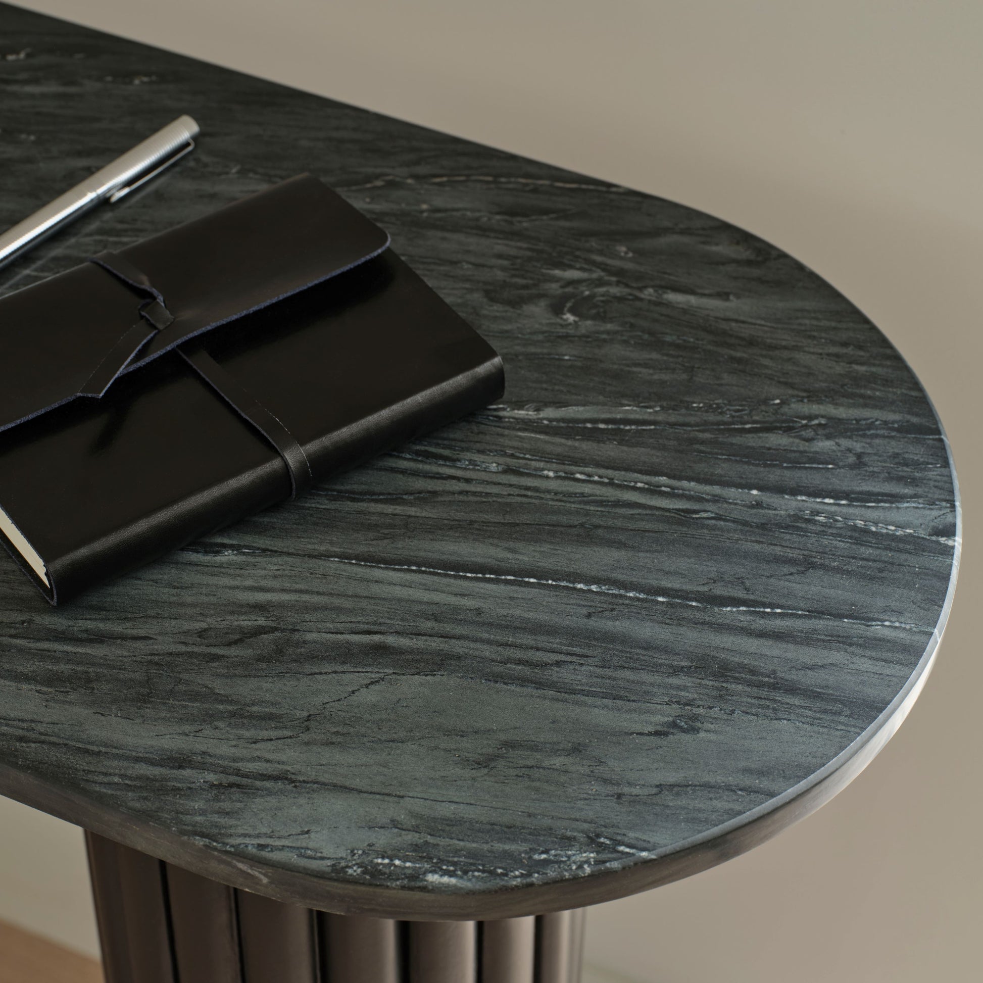 Myla 110cm Console Table - Jet Black with Black Marble - Laura James 