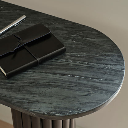 Myla 110cm Console Table - Jet Black with Black Marble - Laura James 