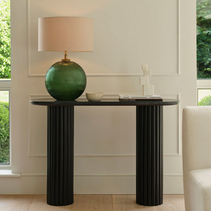 Myla 110cm Console Table - Jet Black with Black Marble - Laura James 