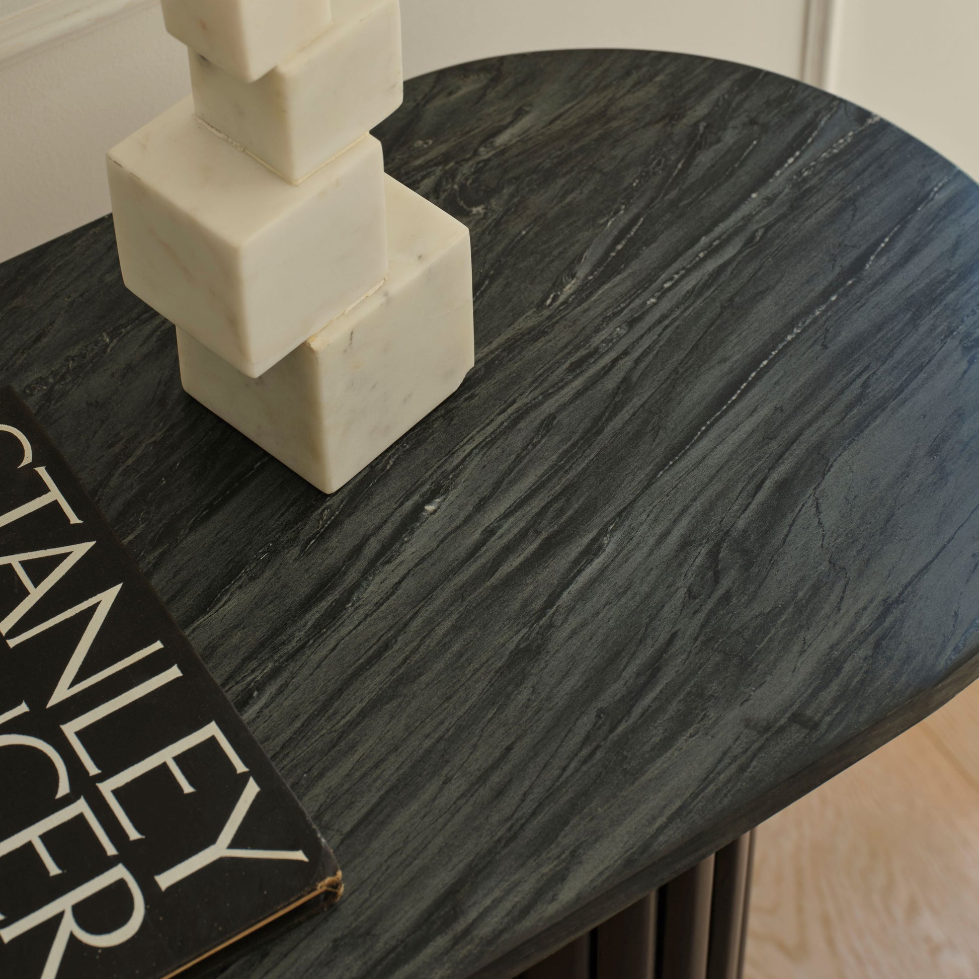 Myla 110cm Console Table - Jet Black with Black Marble - Laura James 