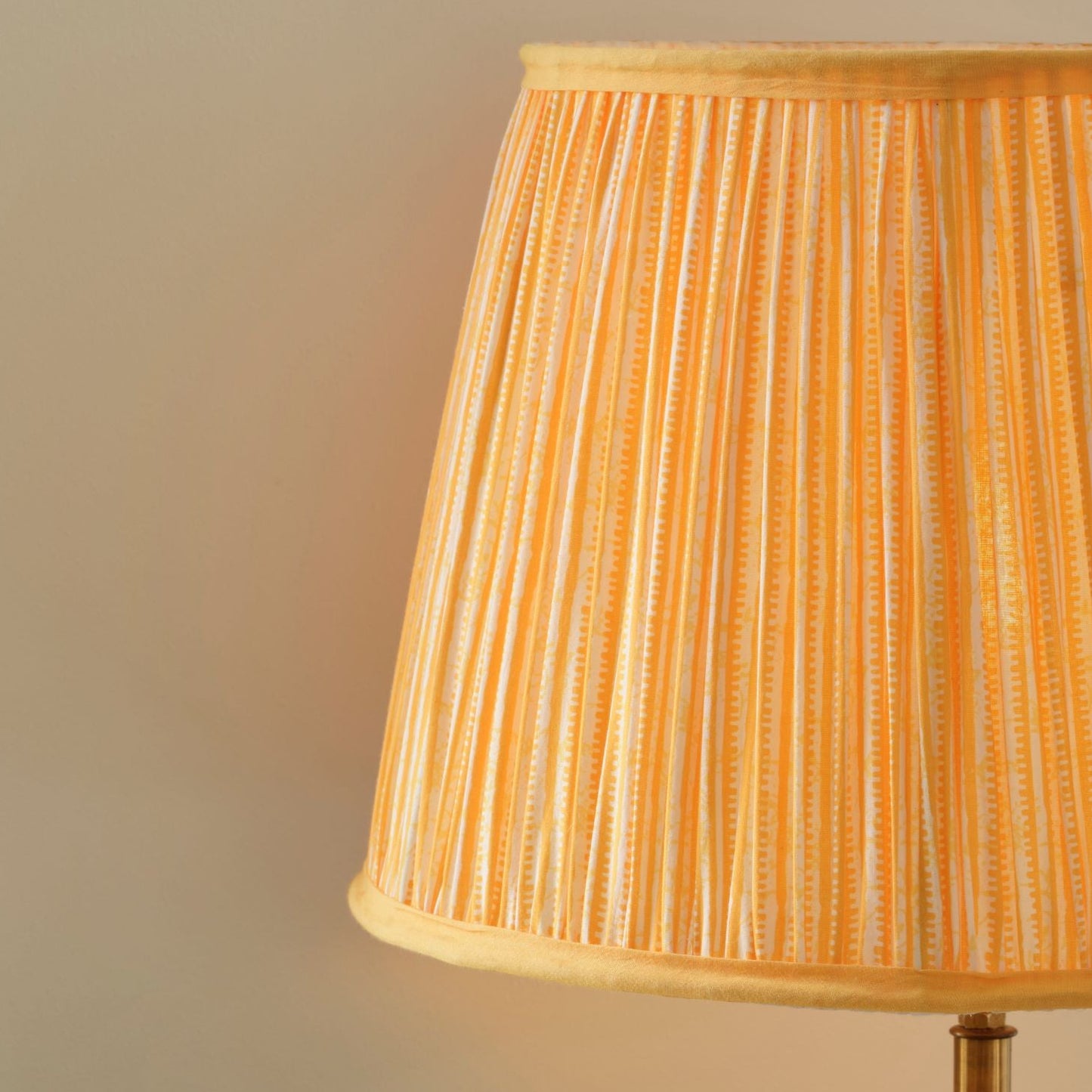Nimana 40cm Gathered Lamp Shade - Amber Yellow Stripe - Laura James 