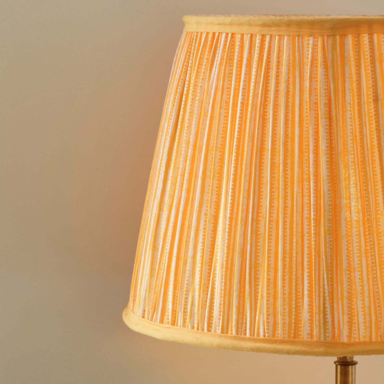 Nimana 40cm Gathered Lamp Shade - Amber Yellow Stripe - Laura James 