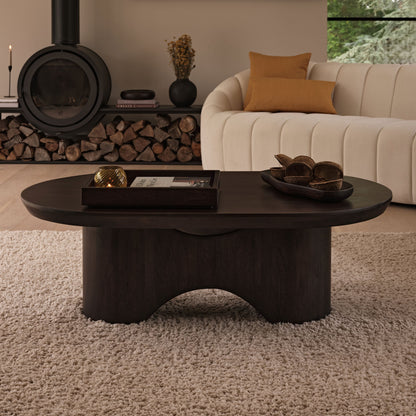 Octavia 120cm Oval Coffee Brown Mango Wood Coffee Table - Laura James 