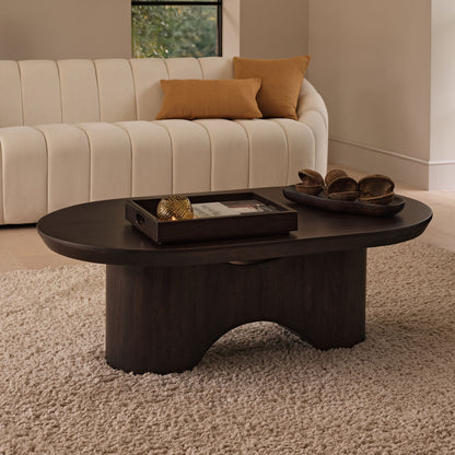 Octavia 120cm Oval Coffee Brown Mango Wood Coffee Table - Laura James 