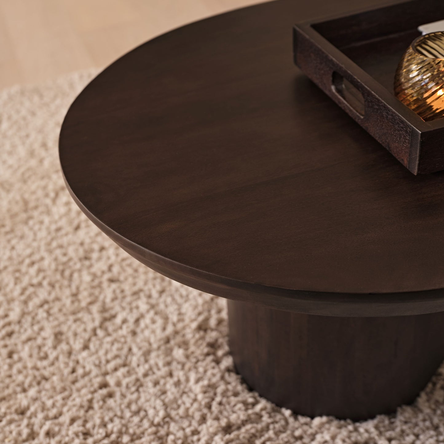 Octavia 120cm Oval Coffee Brown Mango Wood Coffee Table - Laura James 