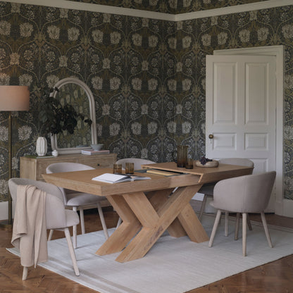 Olivia 160-240cm Whitewash Oak Dining Table Set - 6 Seater - Archer Soft Beige Dining Chairs - Whitewash Legs - Laura James 
