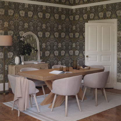 Olivia 160-240cm Whitewash Oak Dining Table Set - 6 Seater - Archer Soft Beige Dining Chairs - Whitewash Legs - Laura James 