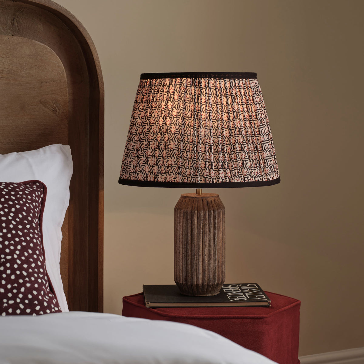 Sangla 25cm Wooden Lamp Base - Almond Brown Mango Wood - Laura James 