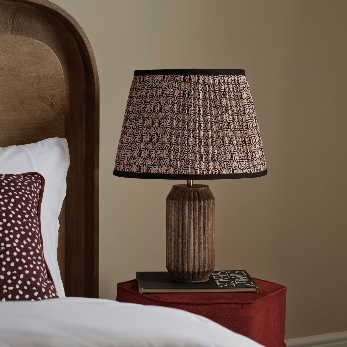 Sangla 25cm Wooden Lamp Base - Almond Brown Mango Wood - Laura James 