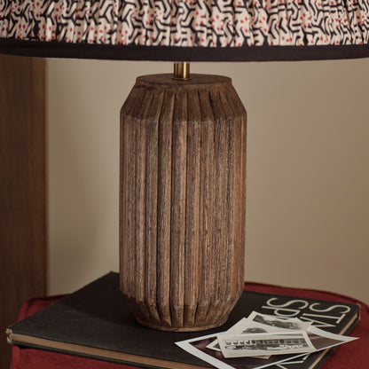 Sangla 25cm Wooden Lamp Base - Almond Brown Mango Wood - Laura James 