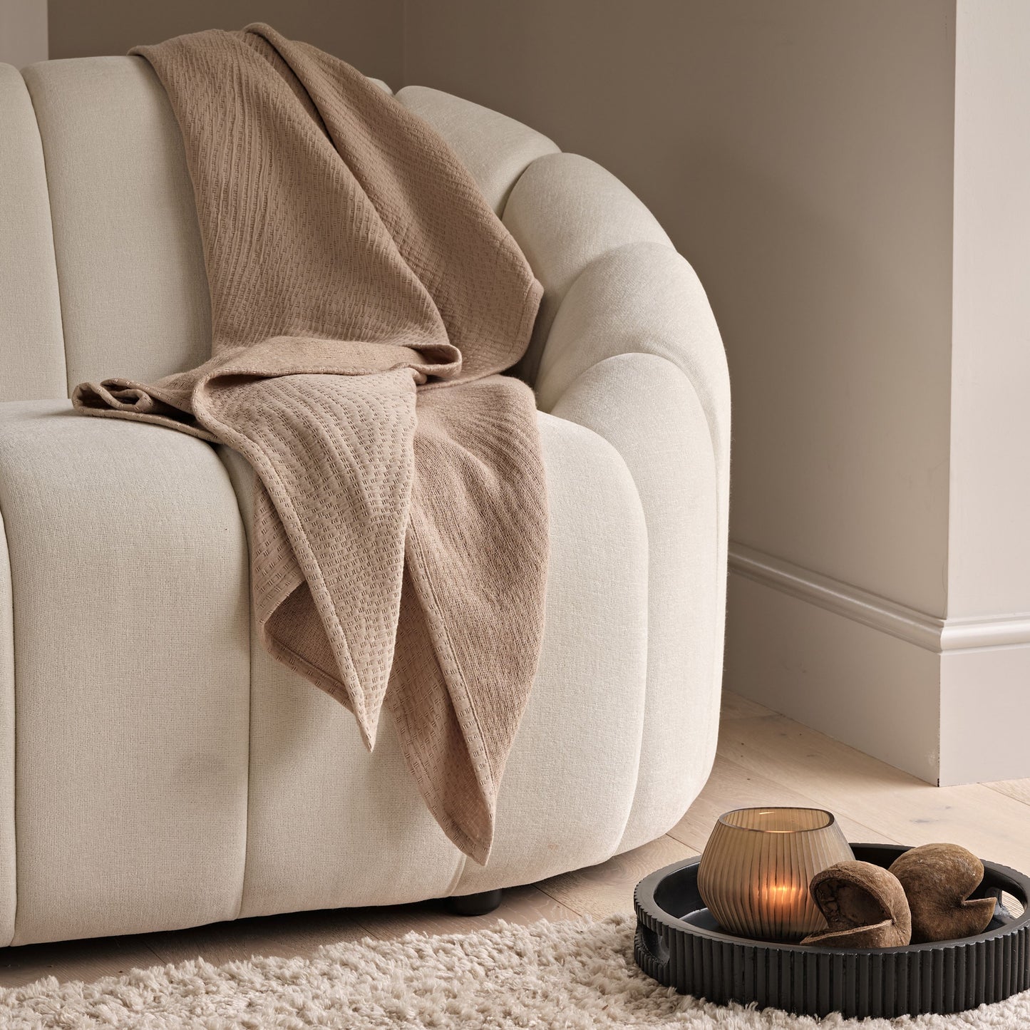 Soldon 200x220cm Cotton Throw - Driftwood - Laura James 