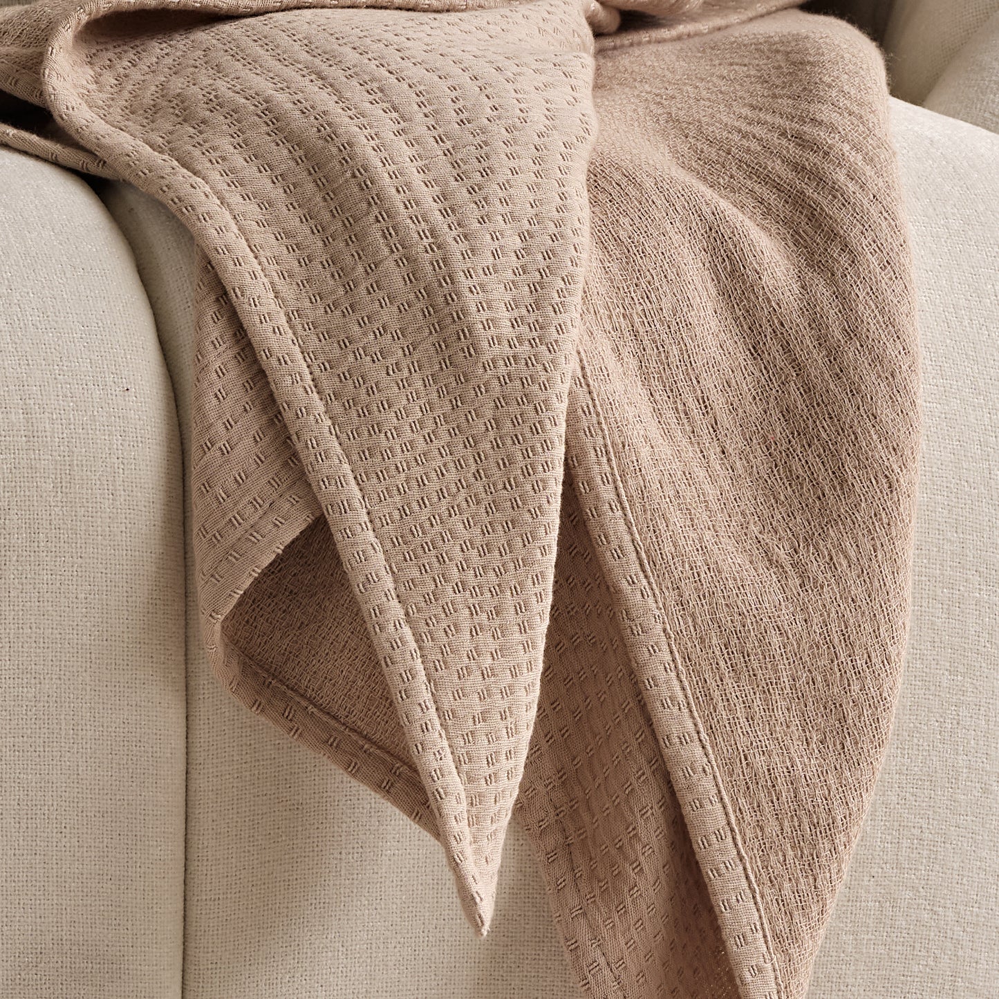 Soldon 200x220cm Cotton Throw - Driftwood - Laura James 