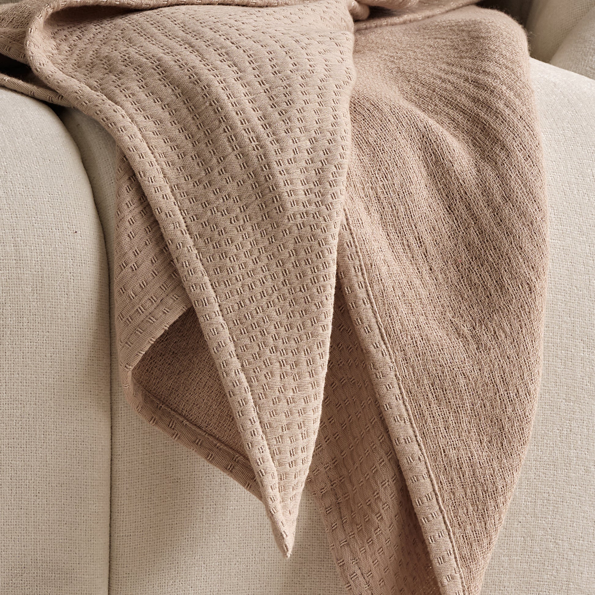 Soldon 200x220cm Cotton Throw - Driftwood - Laura James 